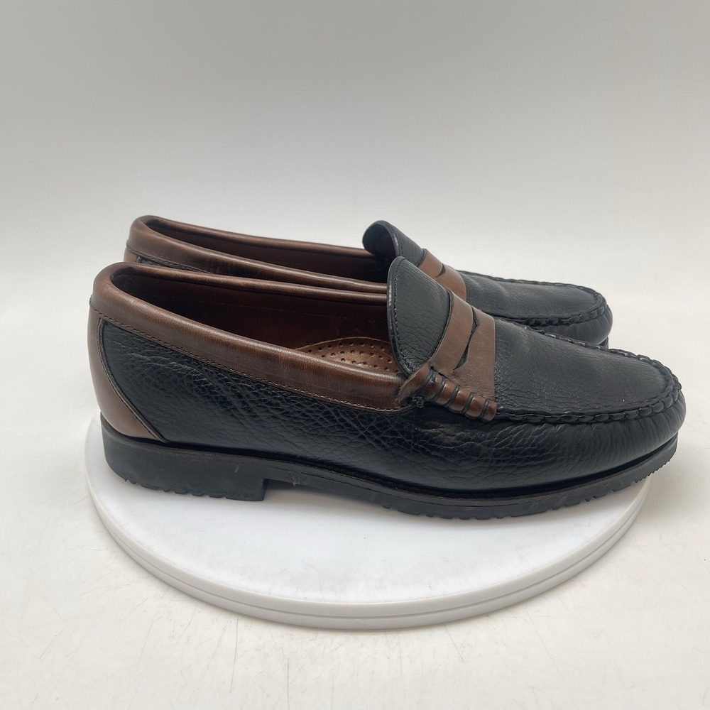 Allen Edmonds Holton Penny Loafers Mens 7.5 D Dress Shoes Black Brown Leather